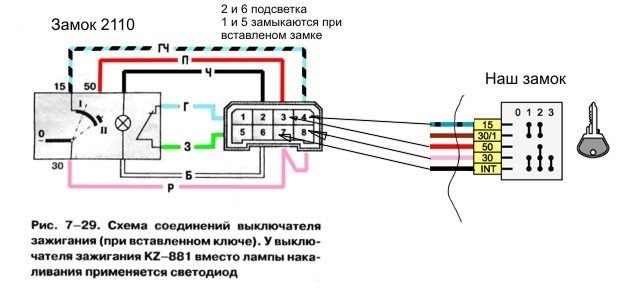 шевроле нива схема замка зажигания