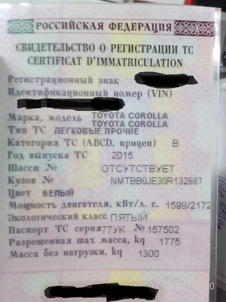 Налог 117000 за Toyota Corolla 2015 г.в. — DRIVE2