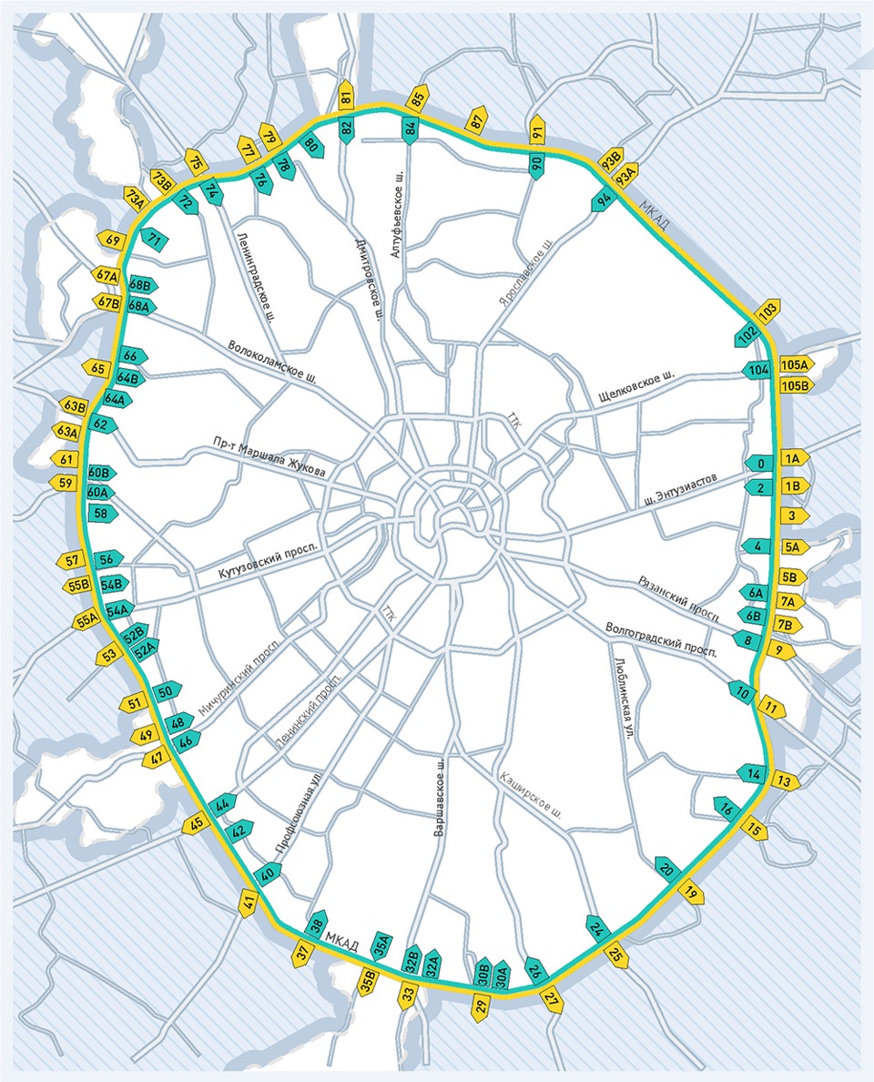Карта автомобильных дорог москвы с направлением движения