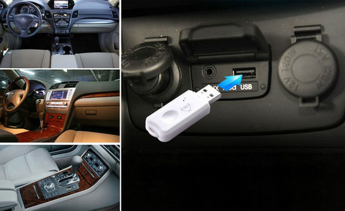 Handsfree USB Car Charger Bluetooth A2DP 3.5mm AUX Stereo Audio Receiver Adapter