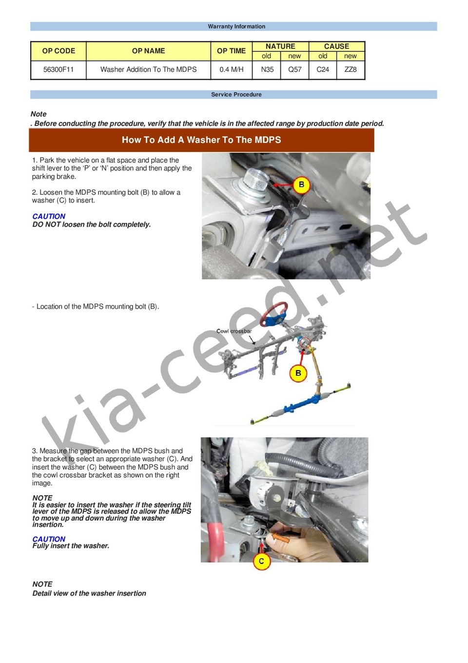 10. [TSB]: KFE15-61-P130 — Стук в MDPS (ЭУР) из-за люфта в монтажном  кронштейне — KIA Ceed (2G), 1,6 л, 2013 года | визит на сервис | DRIVE2