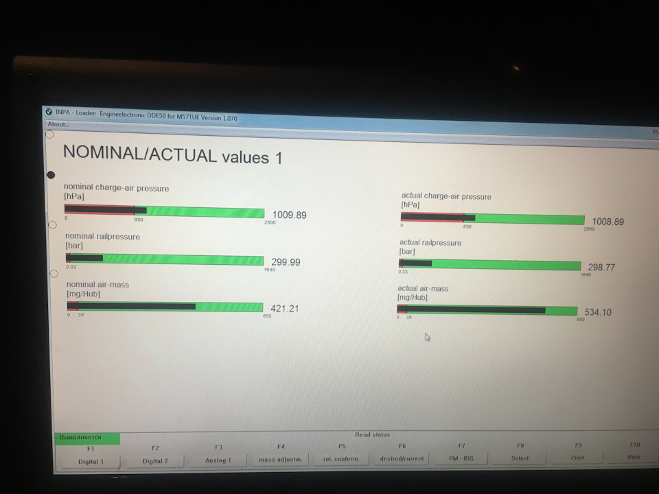 вот показания на холостом ходу(на месте) — BMW X5 (E53). Запчасти на фото: S3410