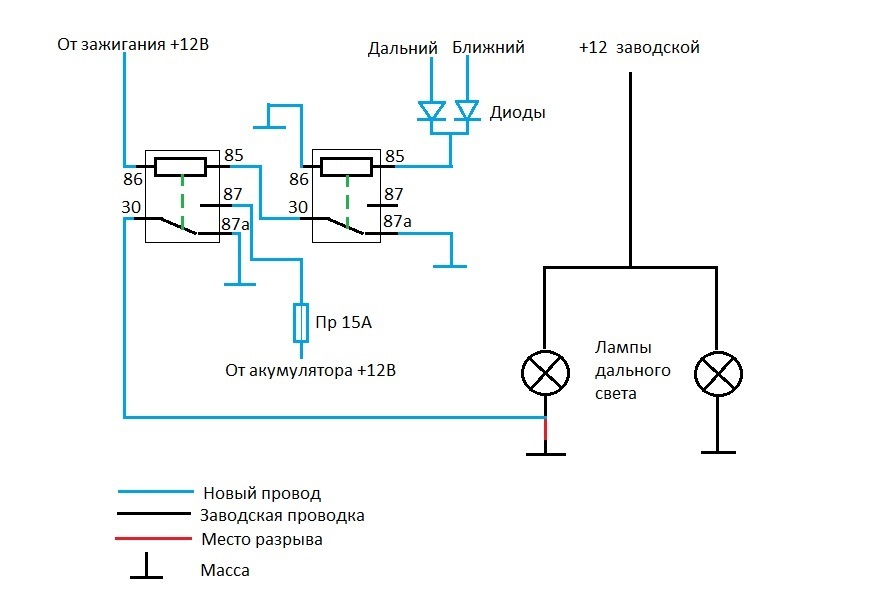 Дальний в полнакала вместо ДХО через РХО