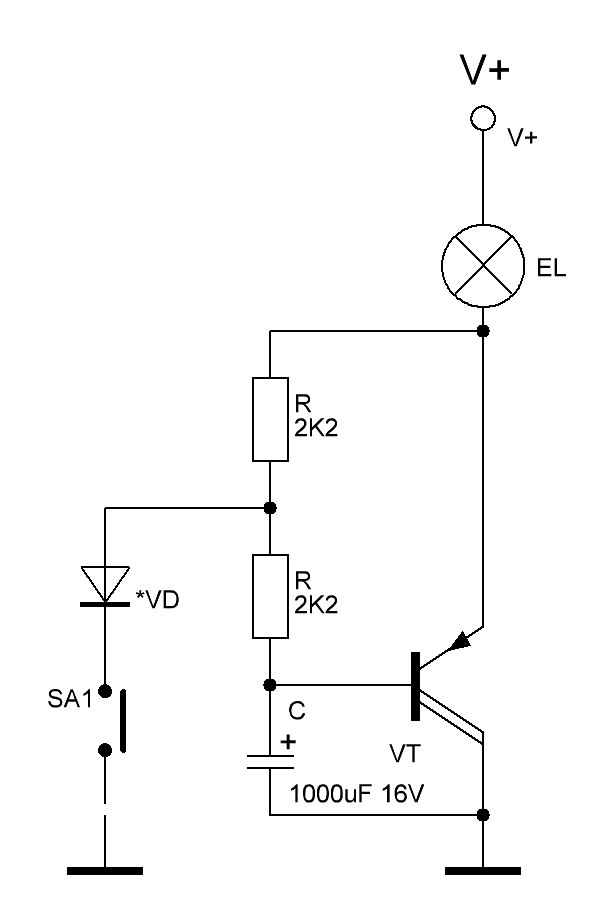 Прерыватель на транзисторе схема