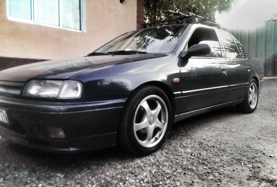 Занижение путем просевших пружин — Nissan Primera (P10), 1,6 л, 1993 ...