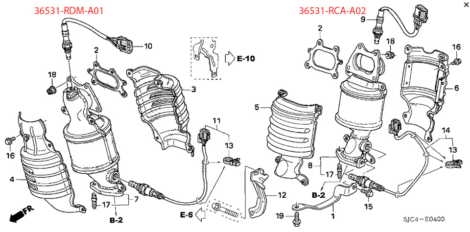 Запчасти на фото: 36531RCAA02, 36531RDMA01. Фото в бортжурнале Honda Ridgeline