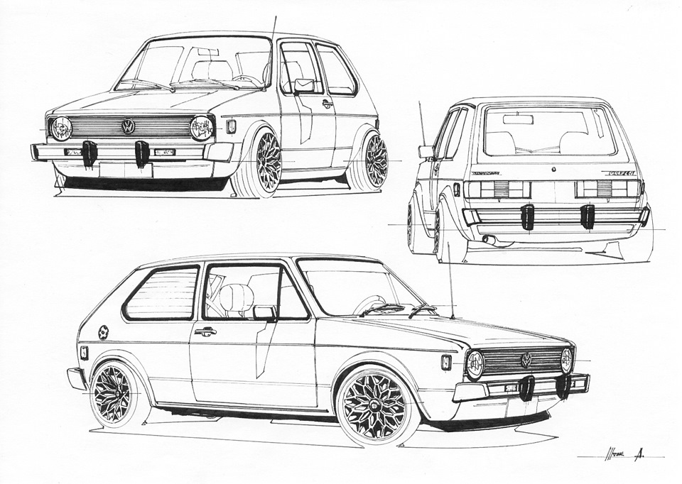 Фольксваген гольф рисовать