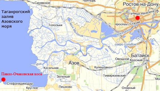 Азовский залив на карте