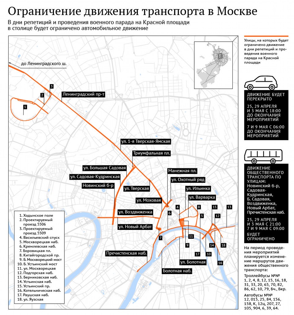 Схема проезда техники репетиции парада