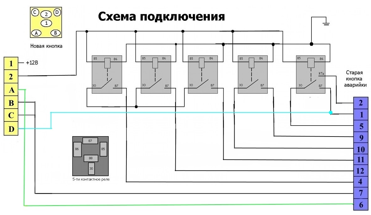 Схема аварийной сигнализации ваз 2110