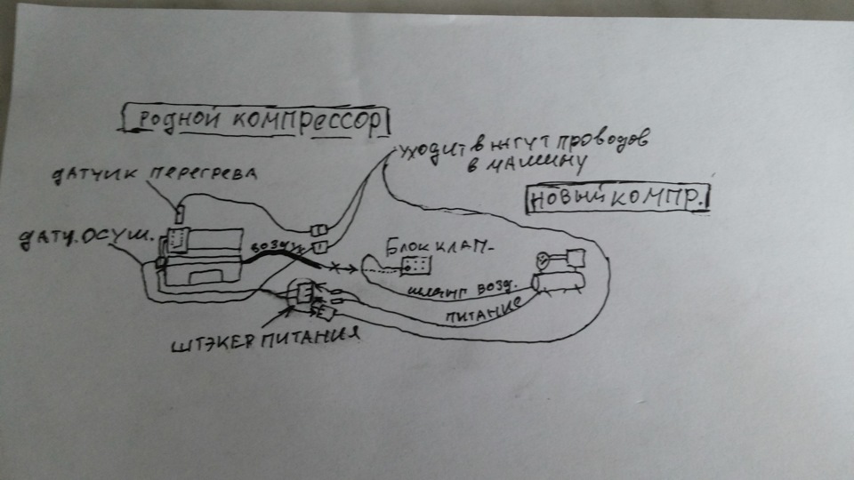 схема подключения пневмоподвески 2 контура с ресивером