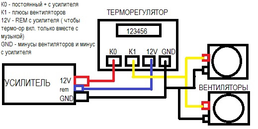 Схема подключения кулера к усилителю