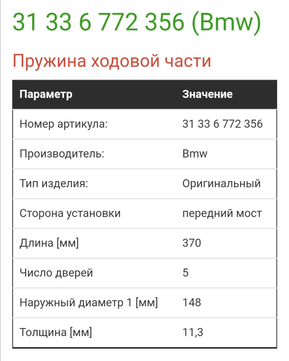 48*1 Пружины KYB RH3488, продолжение. — BMW 1 series (E81/E87), 2 л, 2007  года | запчасти | DRIVE2