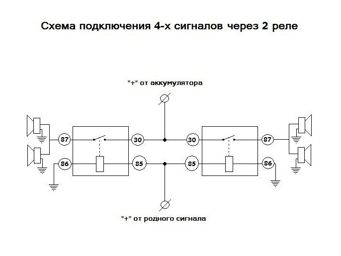 Схема подключения сигнала через реле