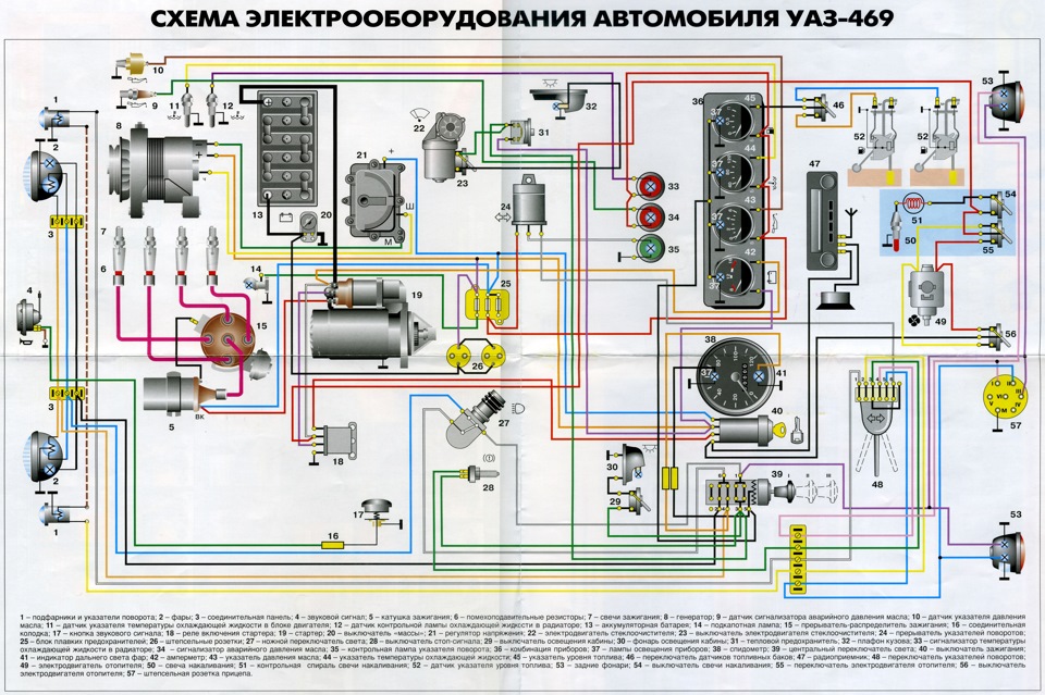 Схема электрооборудования УАЗ-469