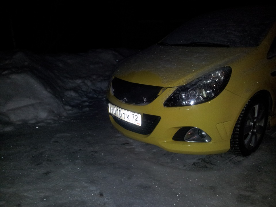 самодельная решетка радиатора-зимний вариант — Opel Corsa D OPC, 1,6 л ...