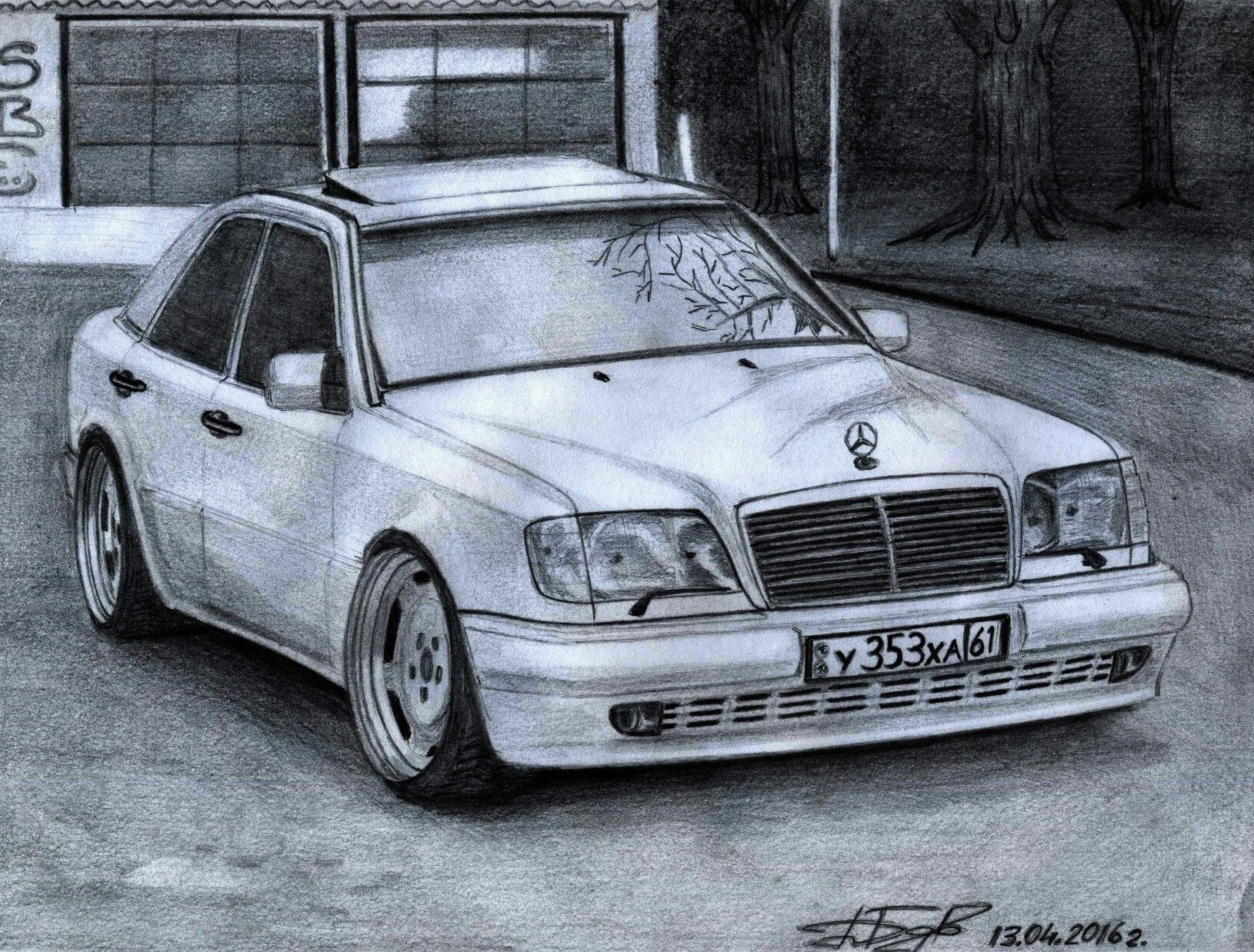 Mercedes Benz w124 рисунок