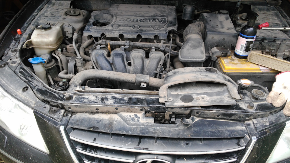 Мойка радиатора снаружи — Hyundai Sonata V (NF), 2 л, 2008 года ...