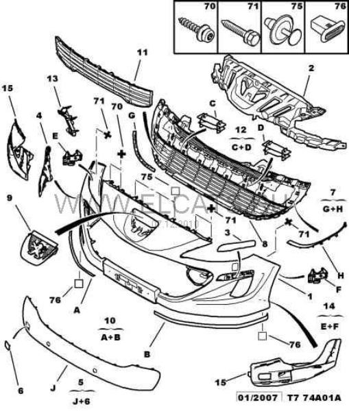 Схема переднего бампера пежо 308