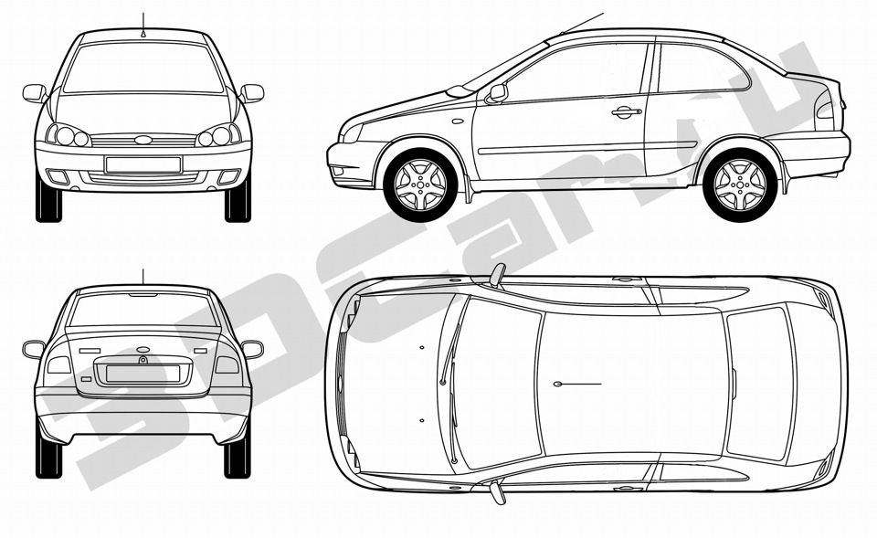 Чертеж лада приора седан