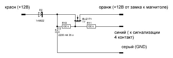 Отключение магнитолы при постановке на охрану