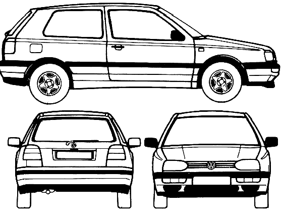 Размер фольксваген пассат б3. VW Golf 3 Blueprint. Volkswagen Golf mk3 Blueprint. Чертеж Фольксваген гольф 3. Фольксваген гольф mk2 чертёж.