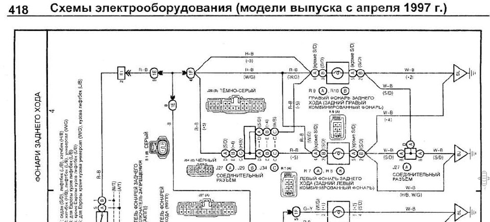Схема лампы заднего хода