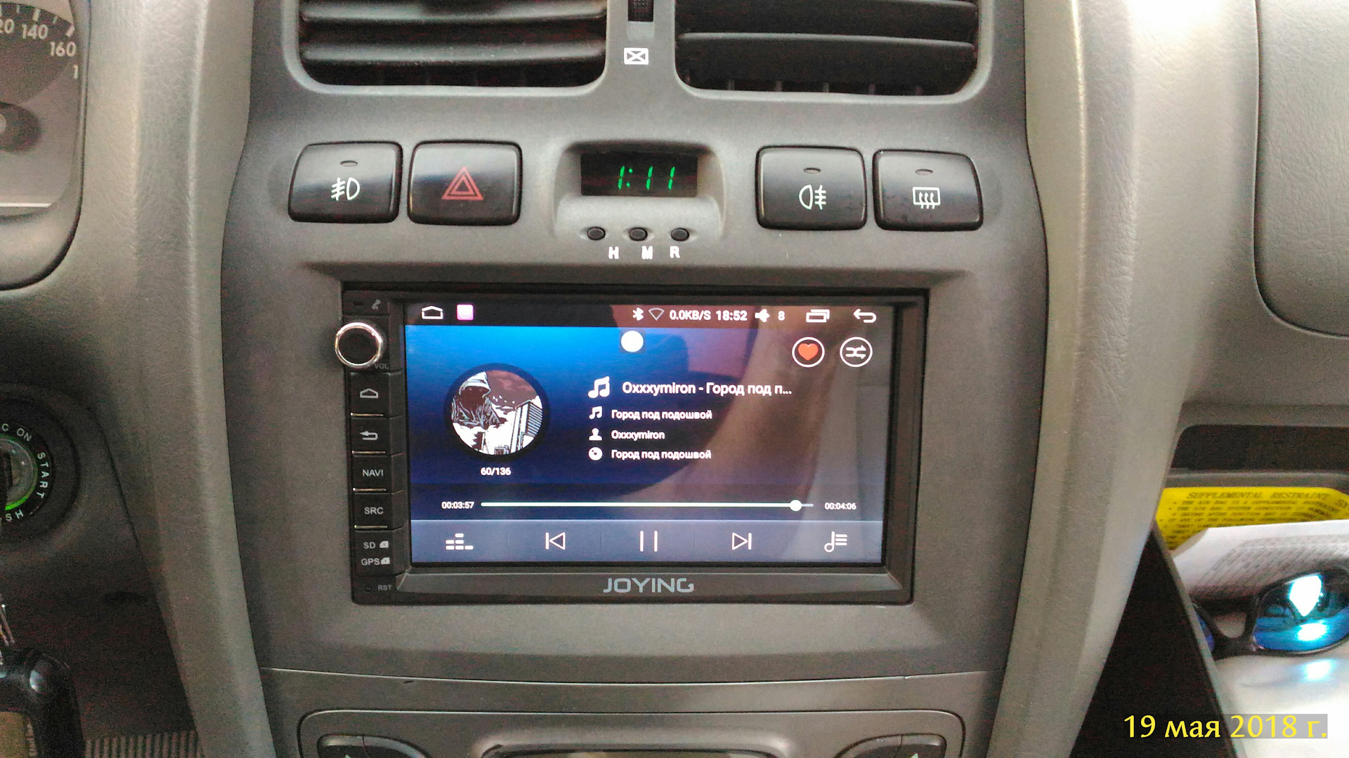 Установка 2-диновой магнитолы JOYING JY-UM135N2 в HYUNDAI SANTA FE (SM ...