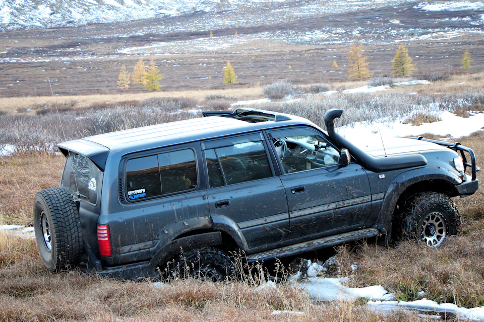 Капкан для Витиного крузака. Сверху ручей даже льдом успел подмерзнуть и для маскировки снегом прикрыться. Коварный тип однако — Toyota Land Cruiser 80