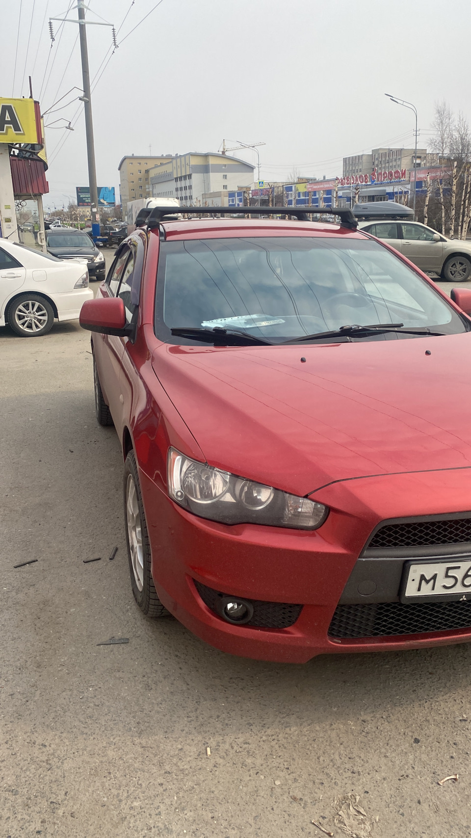 Поперечные рейлинги на крышу — Mitsubishi Lancer X, 1,8 л, 2008 года ...