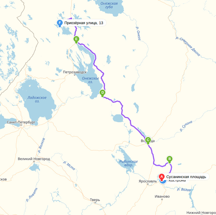 Ярославль петрозаводск расстояние на машине карта