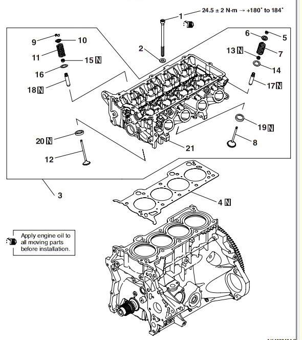 Момент затяжки гбц 4g13 mitsubishi