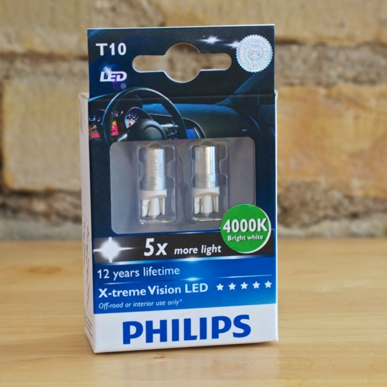 Габариты филипс. X-treme Vision led t10 Philips 4000k. Philips Vision led t10 (w5w) 4000k. Диодные лампы Филипс 10. Цоколь лампочки t10.
