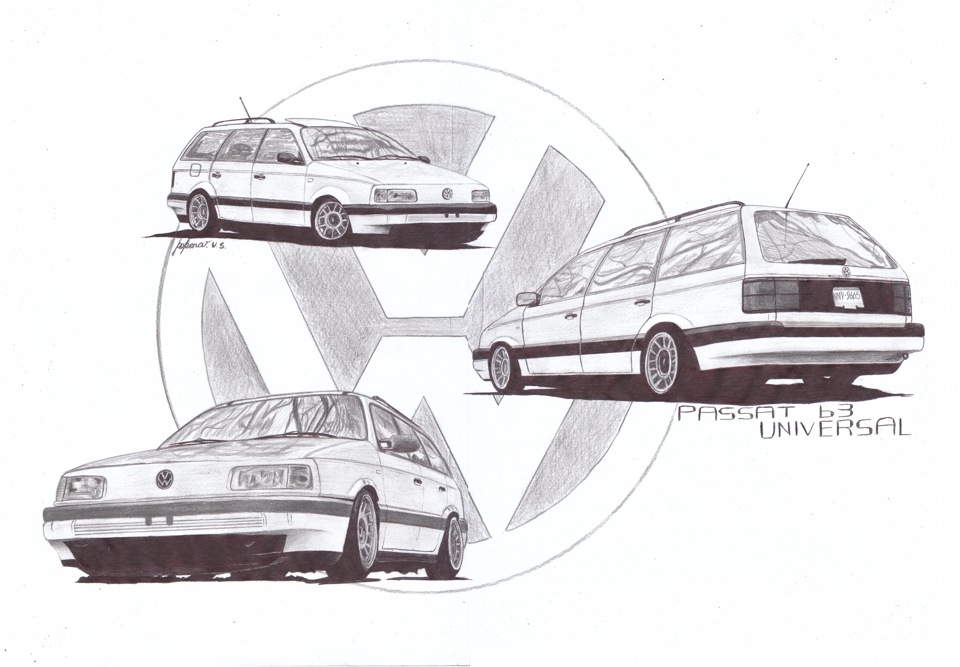 Рисунок пассат б3 универсал