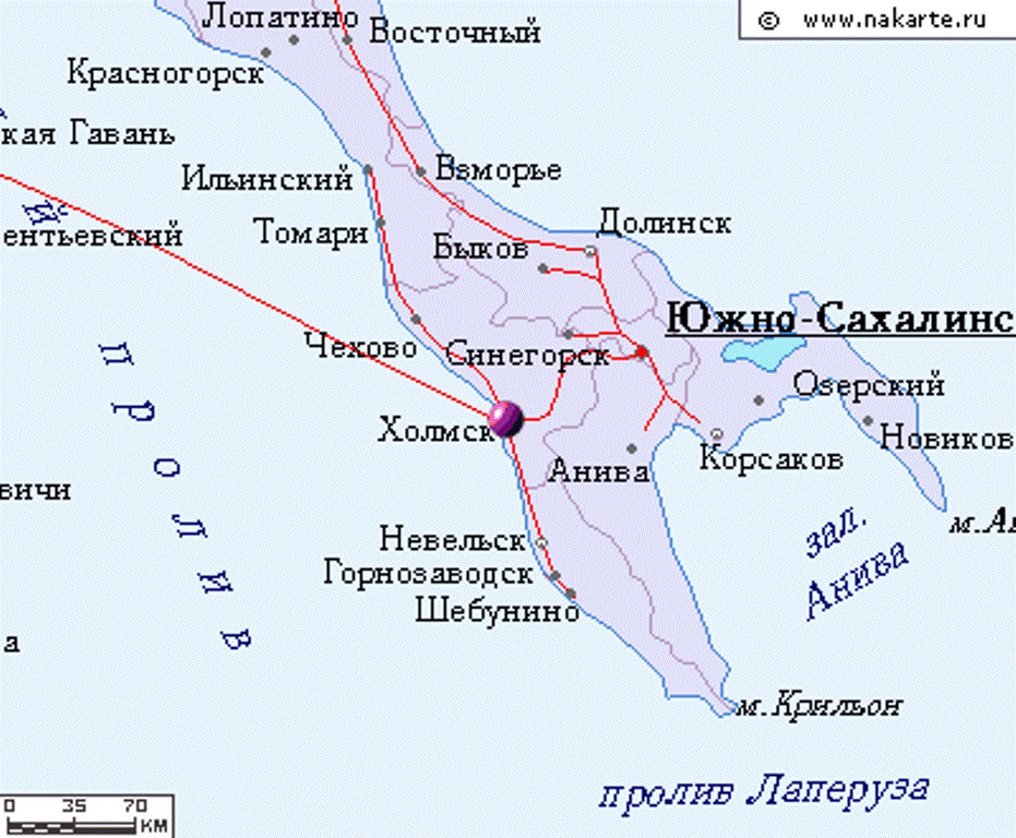 Карта холмска с улицами