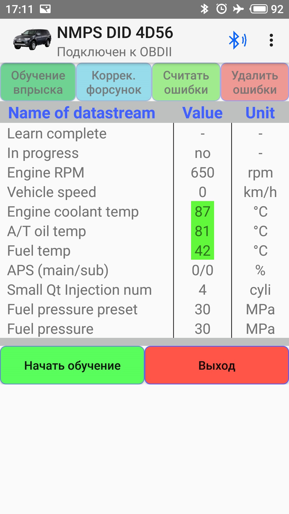 Nmps diag тест форсунок