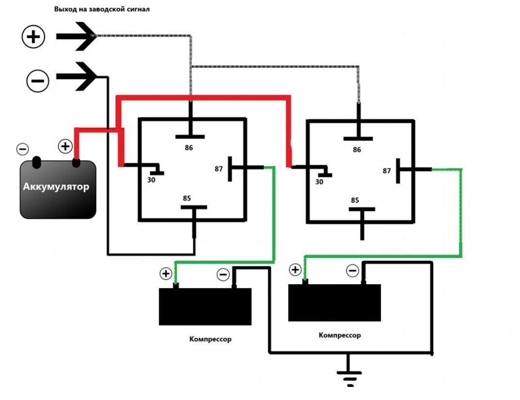 Схема подключения реле сигнала