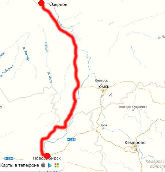 Томск новосибирск на машине карта
