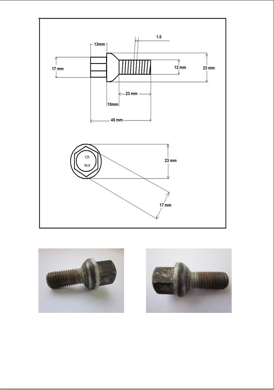 Чертеж колесного болта