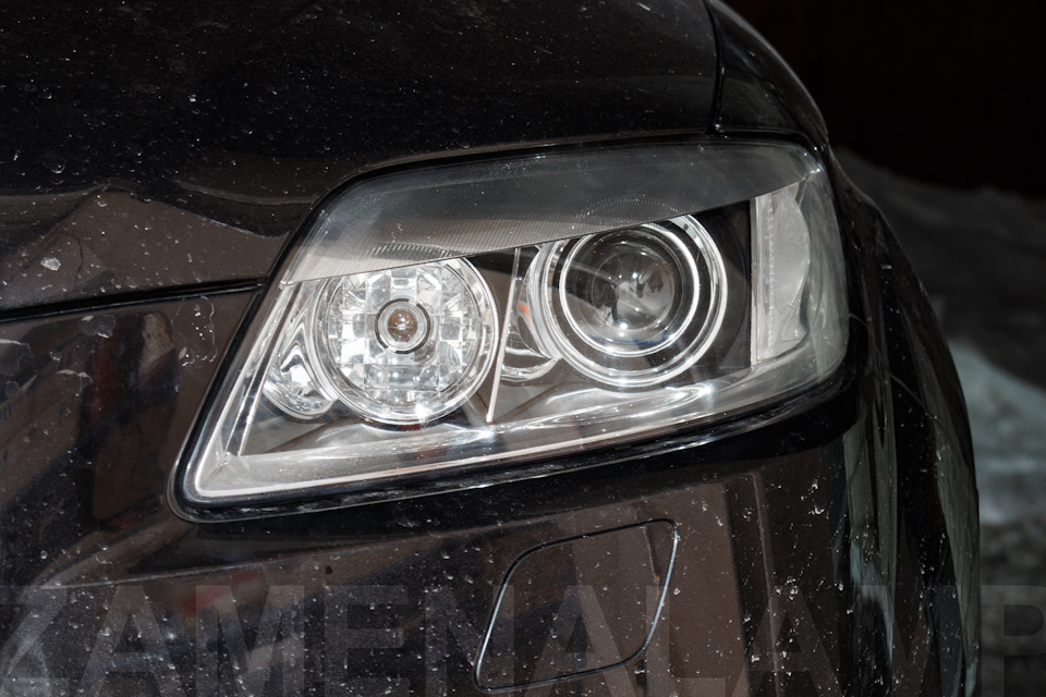 AUDI Q7 замена штатных линз на биксеноновые 3.0 дюйма — ZAMENALAMP на ...