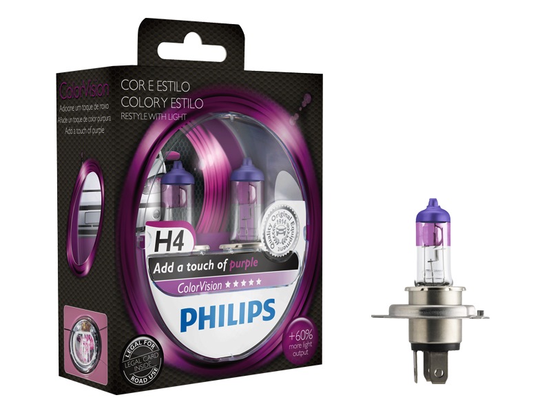 Филипс авто. Philips COLORVISION h4. Philips лампы автомобильные h4. Philips h4 COLORVISION Purple. Лампы h7 Philips COLORVISION.