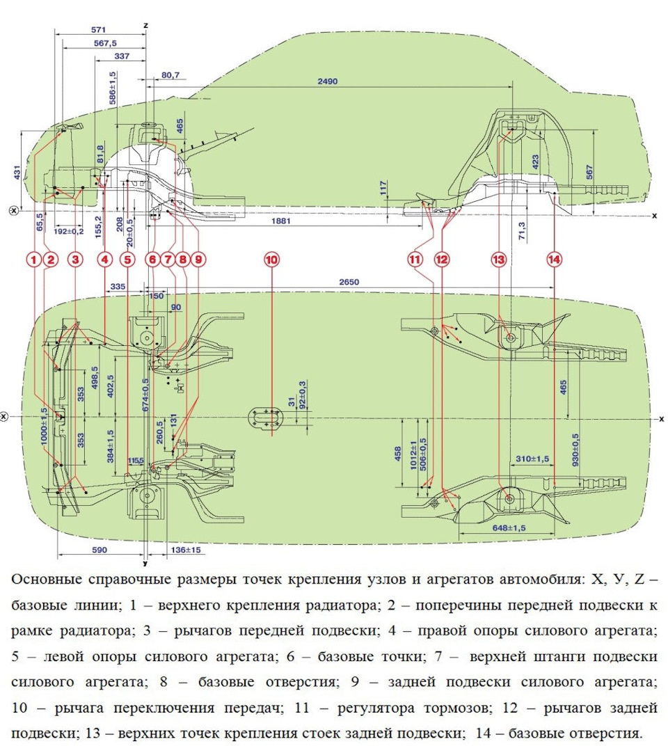 Схема кузова 2170