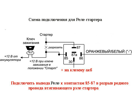 Правильное подключение реле стартера