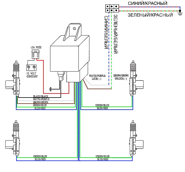 Схема подключения центрального замка лада калина схема