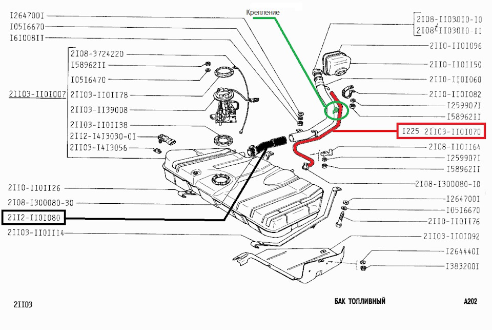 Схема бензобака 2110
