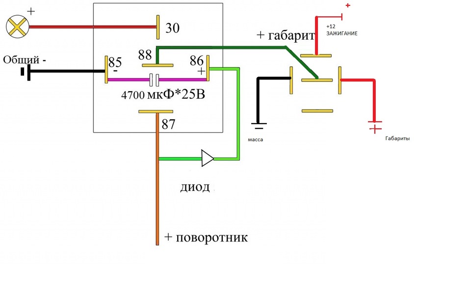 Схема американок через реле 5 контактное реле