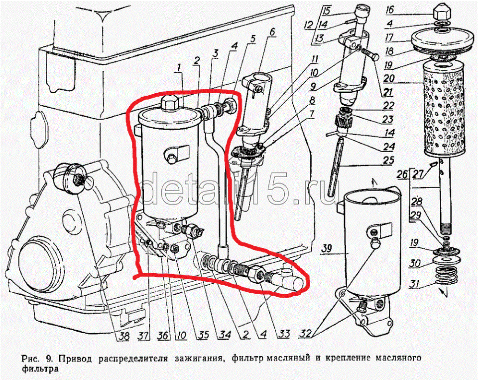 Масляный фильтр газ 53 схема сборки