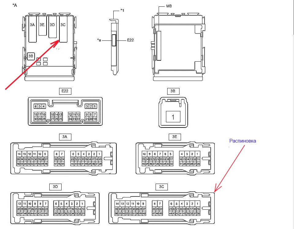 Распиновка toyota