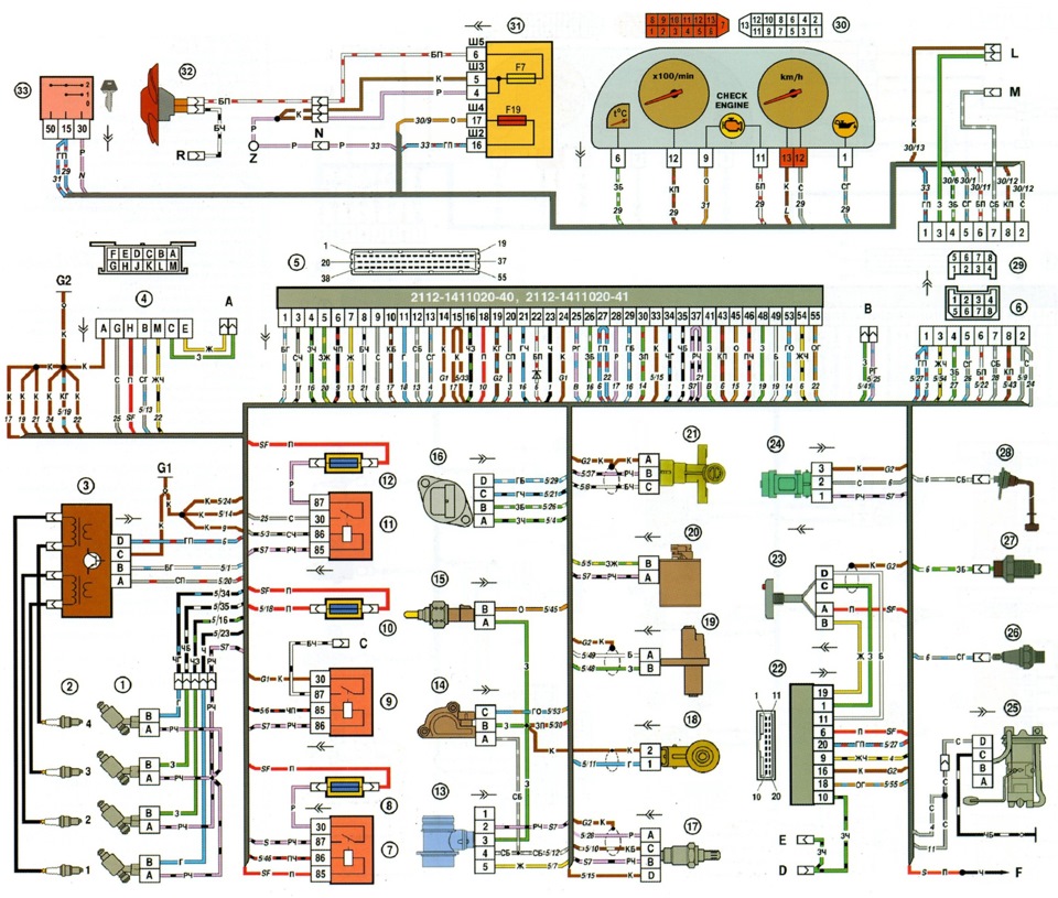Распиновка Косы Системы Зажигания. — Lada 2108, 1,6 Л, 1990 Года.