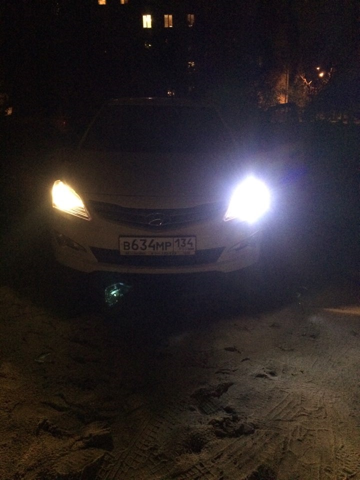Светодиодные лампы с линзой в габариты — Hyundai Solaris (1G), 2015 ...